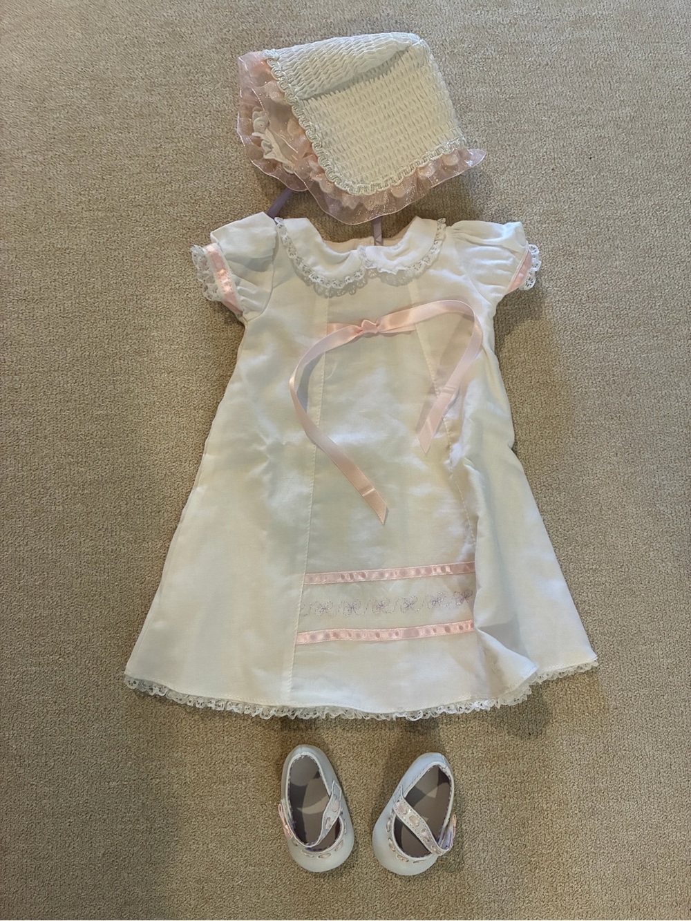 Bitty Baby Dress and Bonnet Set
